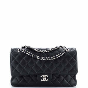 Chanel Medium Vintage Classic Double Flap Bag Quilted Caviar